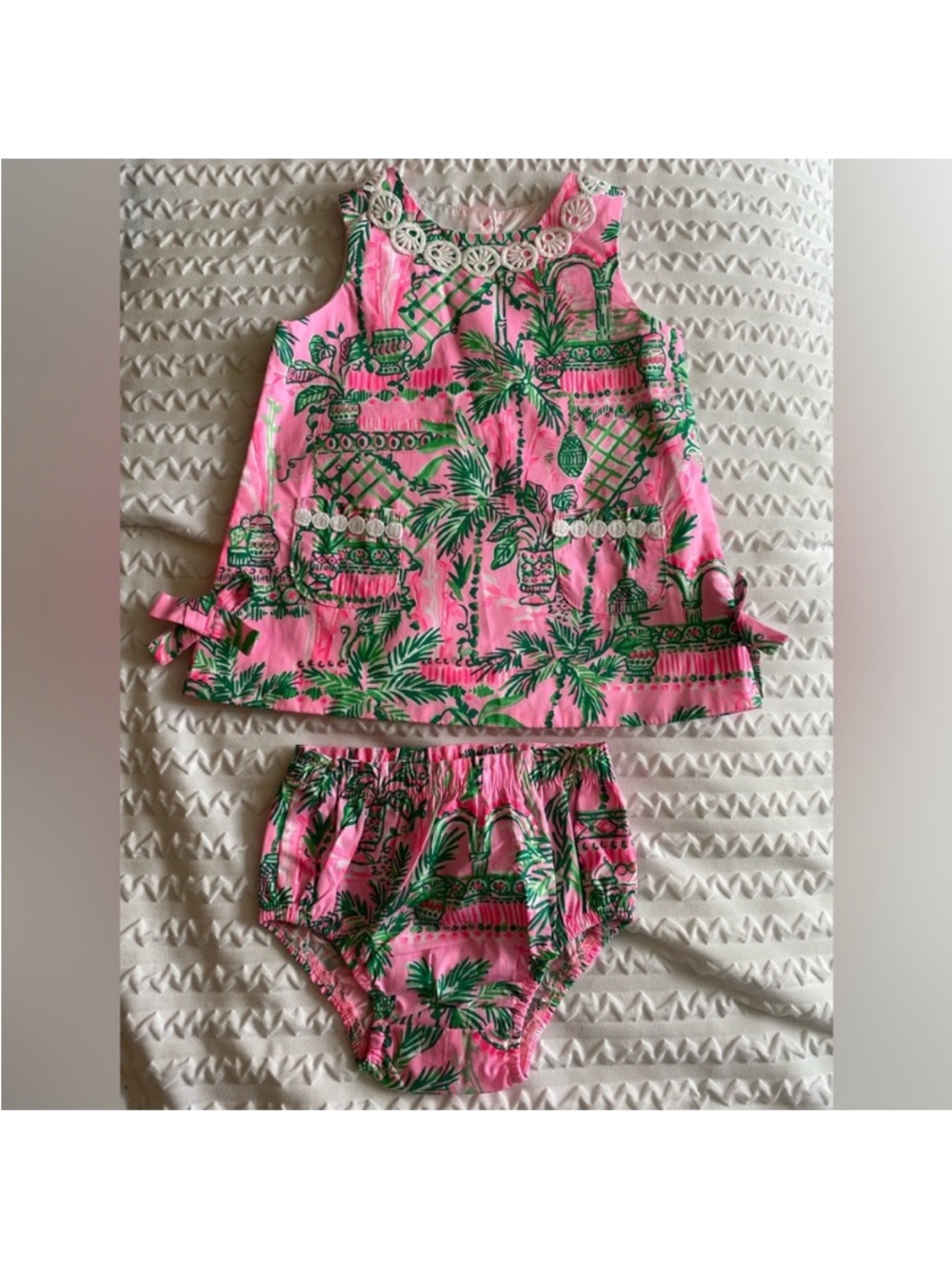 Lilly Pulitzer Pink and Green Tropical Dress Set